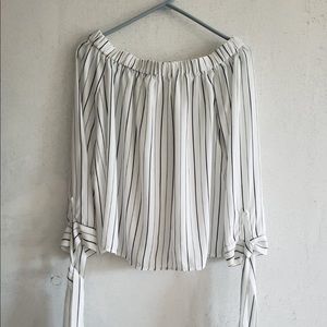 White & Black Stripes Top